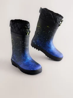 Next bleu motif galaxie - Bottes en caoutchouc fourrées Outlet