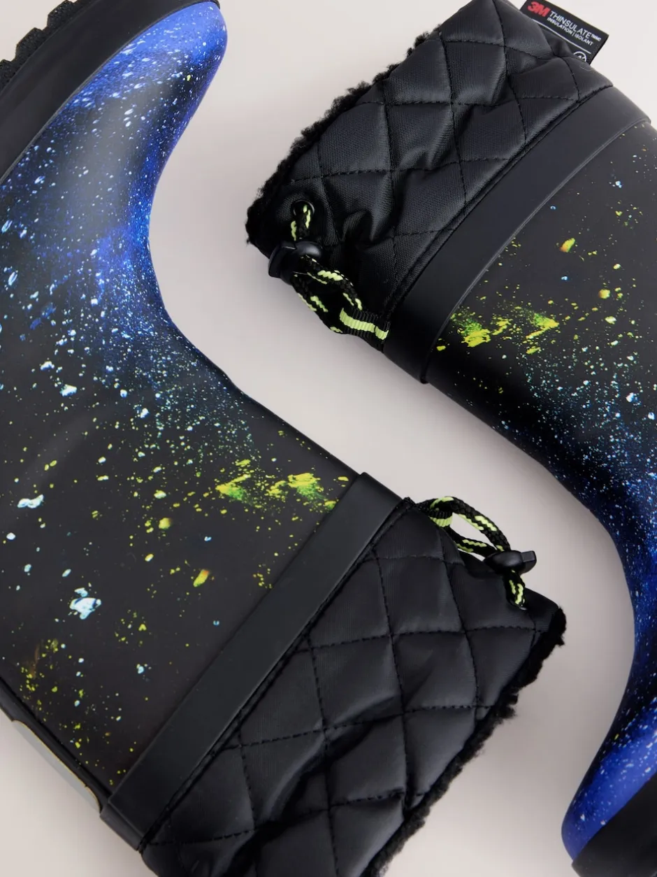 Next bleu motif galaxie - Bottes en caoutchouc fourrées Outlet