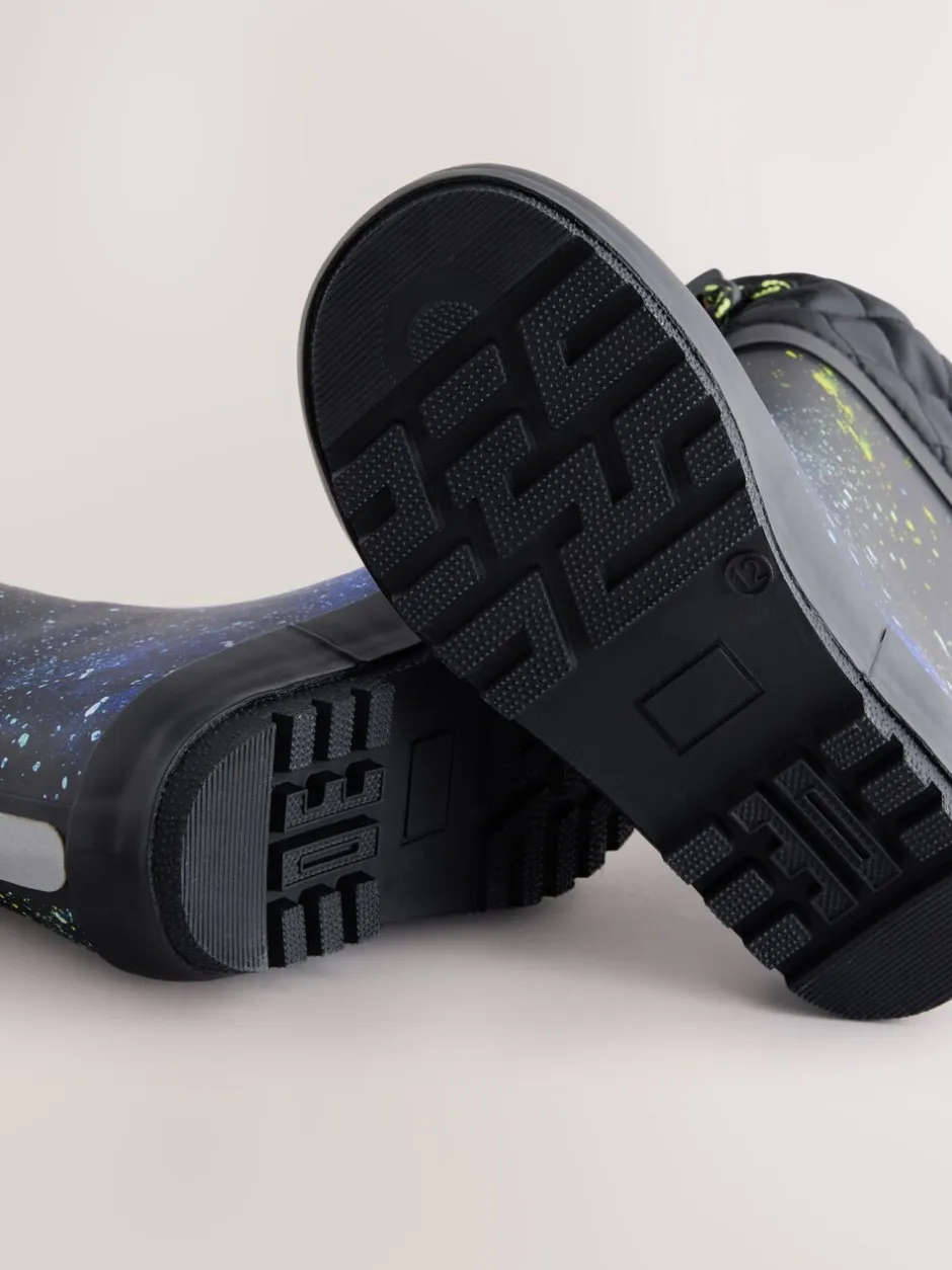 Next bleu motif galaxie - Bottes en caoutchouc fourrées Outlet