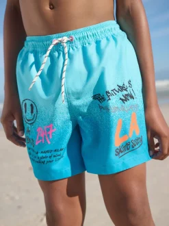 Next - Shorts de bain imprimés (3-16yrs) Bleu motif graffiti Clearance