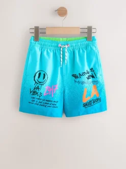 Next - Shorts de bain imprimés (3-16yrs) Bleu motif graffiti Clearance