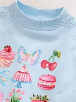 Next Bleu motif gâteau orné de perles - Sweat-shirt (3-16yrs) New