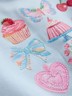 Next Bleu motif gâteau orné de perles - Sweat-shirt (3-16yrs) New