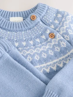 Next - Ensemble haut et legging en maille (0mois-2ans) Bleu motif jacquard Online