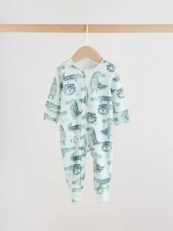 Next Bleu motif safari - Combinaisons de nuit à fermeture éclair pour bébés 3 Pack (0mths-2yrs) Online