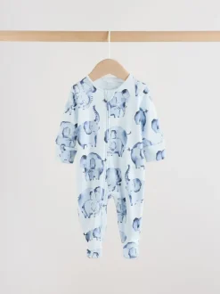 Next Bleu motif safari - Combinaisons de nuit à fermeture éclair pour bébés 3 Pack (0mths-2yrs) Online