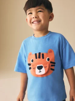 Next Bleu motif tigres - T-shirt interactif à manches courtes (3 mois à 7 ans) Outlet