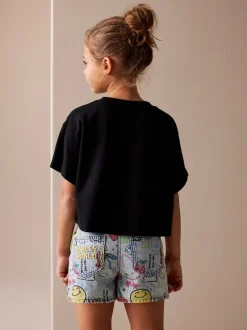 Next Bleu moyen - ® Short en Denim à imprimé graffiti SmileyWorld (3-16ans) Hot