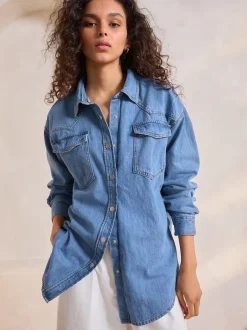 Next - Chemises oversize en Denim Bleu moyen Best