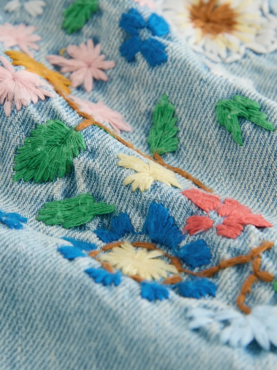 Next Bleu moyen - Combinaison et t-shirt Denim brodé Fleuri (3mois-7ans) Best