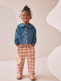 Next Bleu moyen - Ensemble chemise Denim et Pantalons à Carreaux (3mois-7ans) Outlet