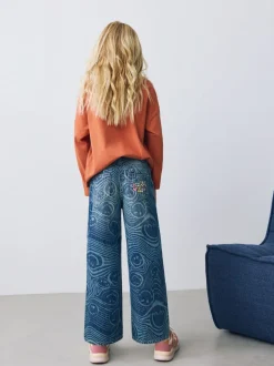 Next Bleu moyen - Jean ample imprimé SmileyWorld® (3-16ans) Sale