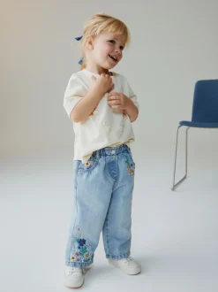 Next Bleu moyen - Jean brodé fleuri (3mois-7ans) Online