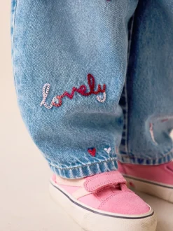 Next Bleu moyen - Jean brodé Galentines (3mois-7ans) Discount