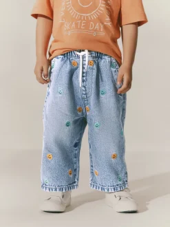 Next Bleu moyen - Jean en denim brodé 100 % coton (3mois-7ans) Discount