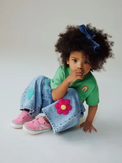 Next Bleu moyen - Jean jambe large avec ornements (3mois à7ans) Clearance