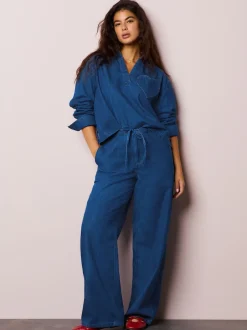 Next Bleu moyen - Joggings jambe large avec poche cœur Outlet