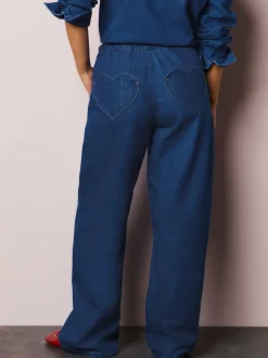 Next Bleu moyen - Joggings jambe large avec poche cœur Outlet