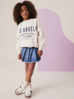 Next Bleu moyen - Jupe plissée en jean (3-16ans) Discount