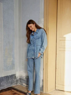 ONLY Bleu moyen - Taille haute Ample 100% Coton Jeans Sale