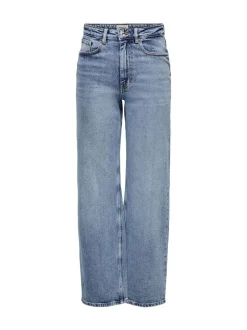 ONLY Bleu moyen - Taille haute Ample 100% Coton Jeans Sale