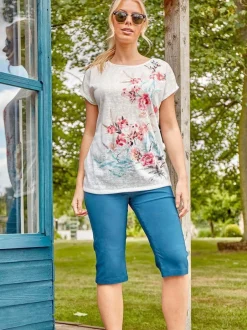 Roman - Short stretch longueur genoux Bleu moyen Clearance