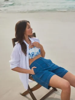 Next Bleu moyen - Short utilitaire léger en coton 100% Denim Best