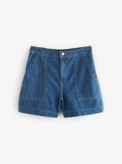 Next Bleu moyen - Short utilitaire léger en coton 100% Denim Best