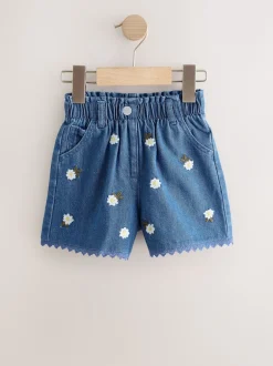 Next Bleu moyen - Shorts Denim Brodés Daisy (3mois-7ans) Sale