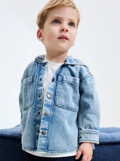 Next Bleu moyen - Surchemise à capuche en jean (3mois7ans) Outlet