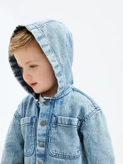 Next Bleu moyen - Surchemise à capuche en jean (3mois7ans) Outlet