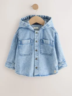 Next Bleu moyen - Surchemise à capuche en jean (3mois7ans) Outlet