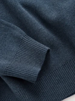 Next - Uni - Pull N.Premium Coupe classique 100% Coton Premium à fermeture éclair Bleu moyen