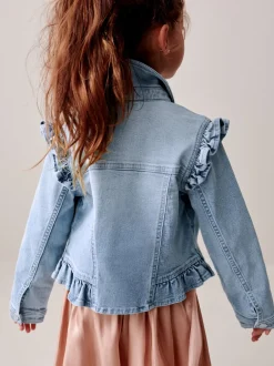 Next Bleu moyen - Veste en jean à épaules volantées (3-16ans)