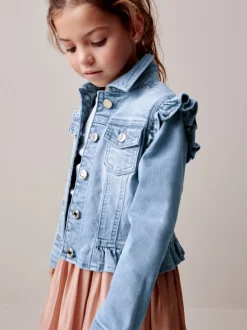 Next Bleu moyen - Veste en jean à épaules volantées (3-16ans)
