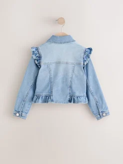 Next Bleu moyen - Veste en jean à épaules volantées (3-16ans)