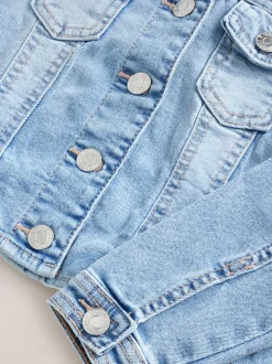 Next Bleu moyen - Veste en jean à épaules volantées (3-16ans)