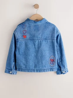 Next Bleu moyen - Veste-chemise Denim Brodé Cœur (3-16ans) Outlet