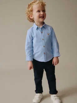 Next - Chemise Oxford à manches longues (3mths-7yrs) Bleu moyen motif personnage Outlet