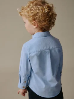 Next - Chemise Oxford à manches longues (3mths-7yrs) Bleu moyen motif personnage Outlet