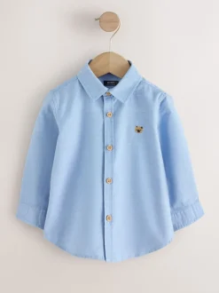 Next - Chemise Oxford à manches longues (3mths-7yrs) Bleu moyen motif personnage Outlet