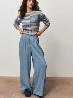 Next Bleu multicolore - Cardigan à col ras du cou en maille teint par espacement