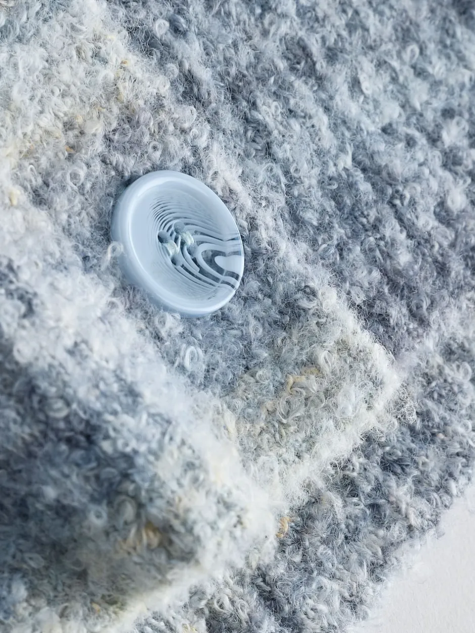 Next Bleu multicolore - Cardigan à col ras du cou en maille teint par espacement