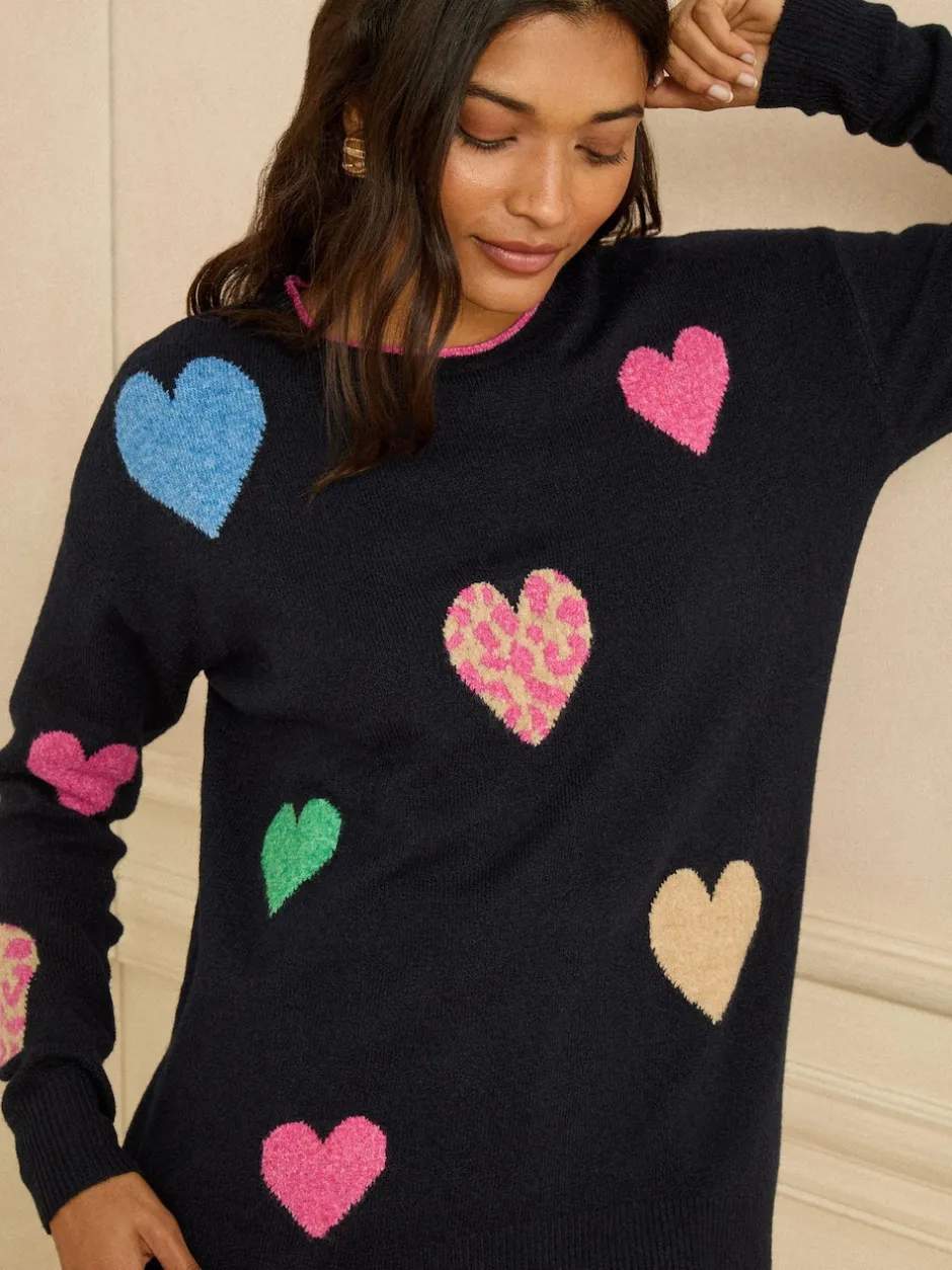 Love & Roses Bleu multicolore bleu marine - Pull Animal cœur Online