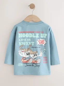 Next - T-shirt imprimé dos à manches longues (3mois-8ans) Bleu Noodle Up Best