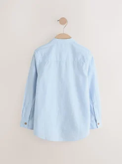 Next - Chemise à manches longues Grandad Collar Lin Mix (3-16yrs) bleu pâle Outlet