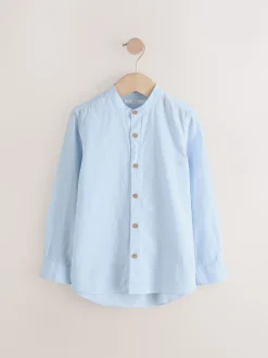Next - Chemise à manches longues Grandad Collar Lin Mix (3-16yrs) bleu pâle Outlet