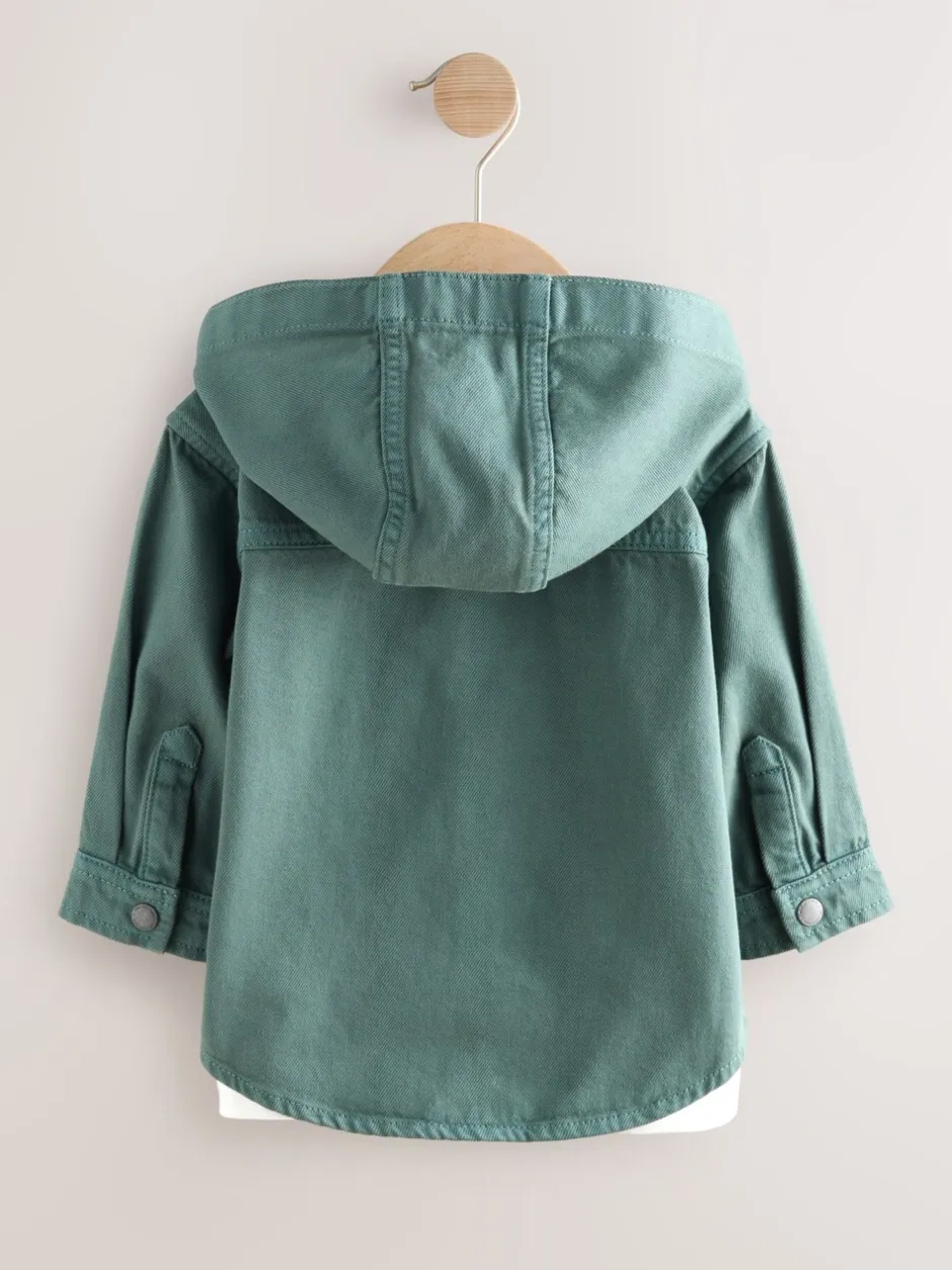 Next Bleu sarcelle foncé - Ensemble surchemise et t-shirt à capuche en sergé (3mois7ans) Best