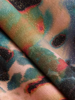 Next Bleu sarcelle/Rose Animal métallisé - Maillot de bain gainant pigeonnant Clearance