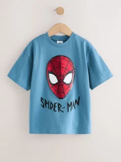 Next Bleu Spiderman - T-shirt à sequins réversibles (3-16ans) Clearance